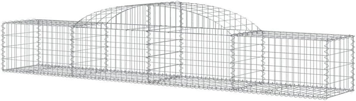 Schanskorven Hoge Boog - Steenkorven Set - Tuin Afscheiding - Verzinkt IJzer - 300x50x40/60cm - Zilver