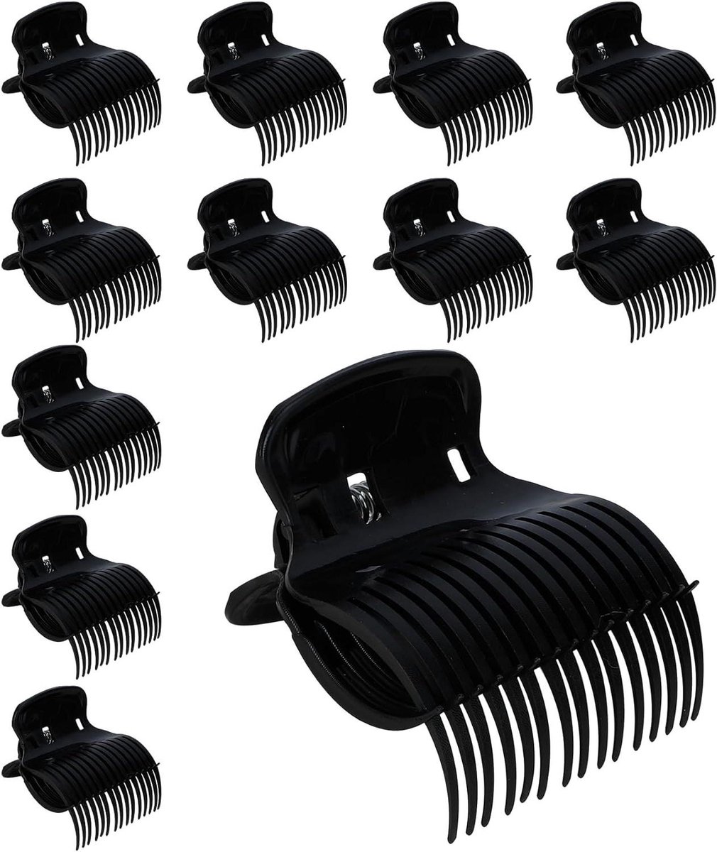 Haarspelden Set - Krulclips - Haar Stylen - Hittebestendig Plastic - 12 Stuks - Zwart