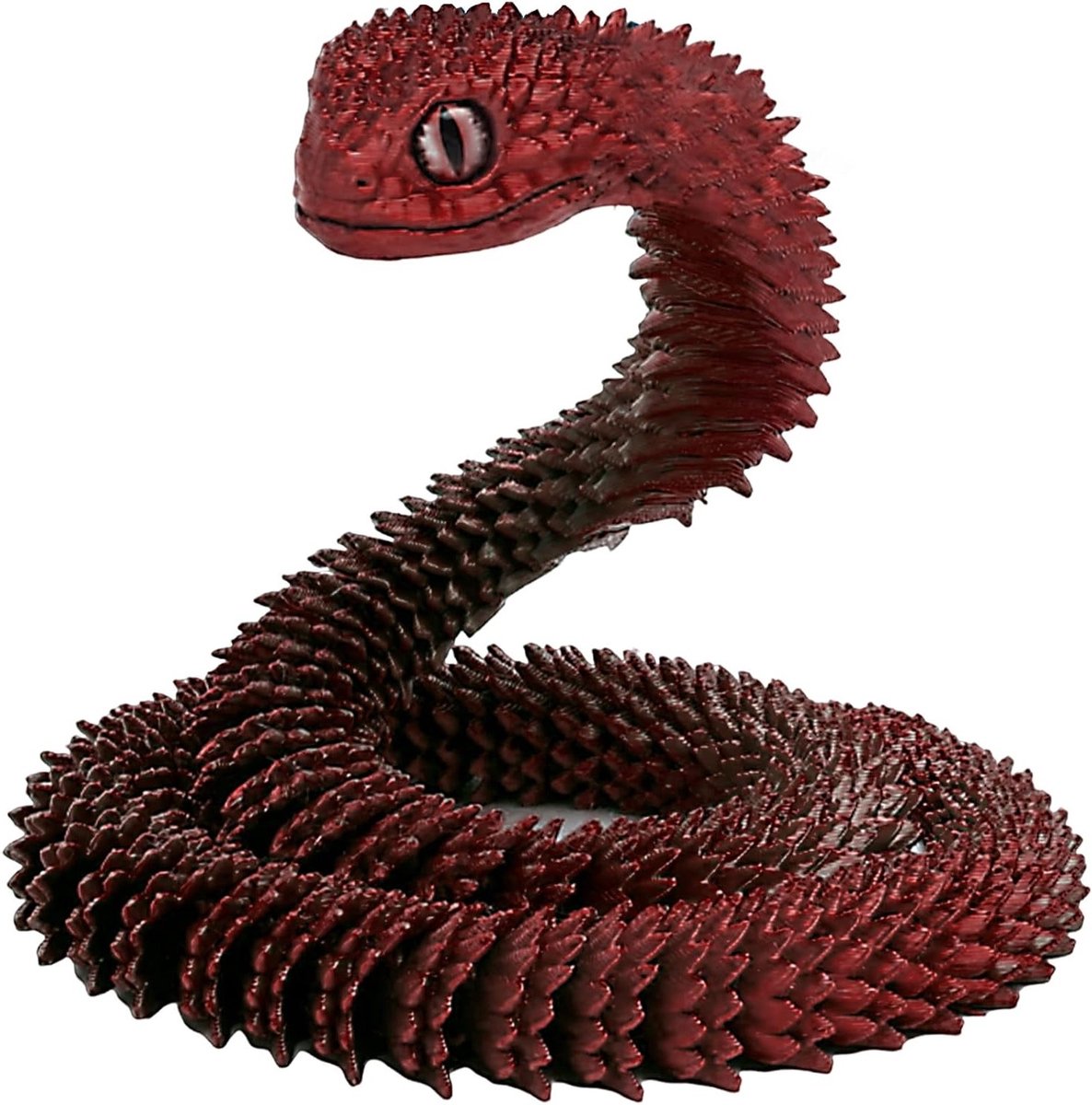 Flexibel 3D Geprint Slang Speelgoed van 60 cm, Realistisch Slangenmodel voor Kinderen, Cadeau en Decoratie voor Thuis en Bureau (Zwart Rood)