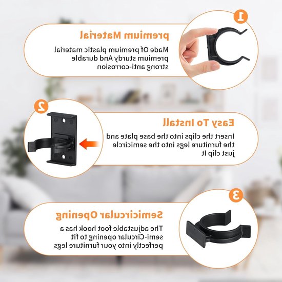 20 Stuks Zelfklevende Keukenclips voor Plinten, Badkamer Steun en Pedestal Bevestiging met 40 Schroeven — afbeelding 2