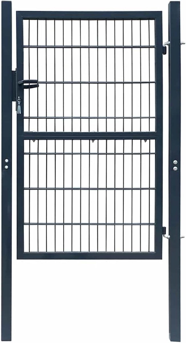 Tuinpoort Staal - Enkele deur - Tuin afscheiden - Poedercoating - 106x130cm - Antracietgri