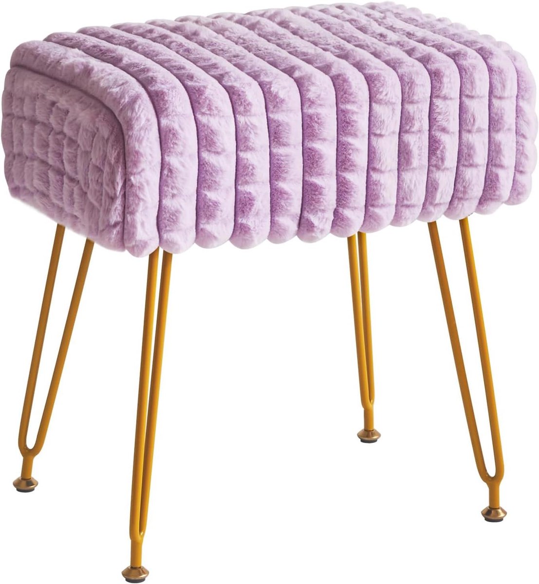 Voetenbankje Ottoman - Make-up krukje - Comfortabel Zitten - Verstelbare Voetjes - 42 x 30 cm - Paars