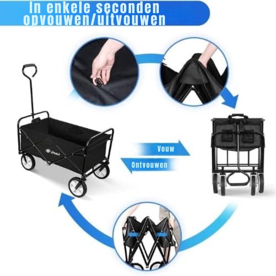 KAD® Bolderkar Opvouwbaar - Opvouwbare Bolderkar met Luchtbanden - Voor Strand & Bos - Belastbaar tot 70kg - Groen - 90cm x 54cm x 124cm van Kad — afbeelding 4