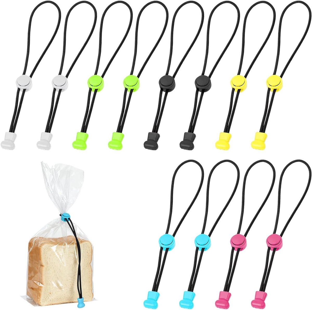 Set van 12 Verstelbare Lock Clips in 6 Kleuren, Robuuste en Herbruikbare Pocket Clips voor Vriezerzakken, Visspullen en Huishoudelijk Gebruik