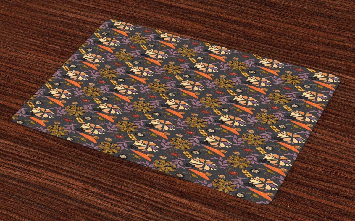 Bloemen Placemat - Tafelmat Set - Eettafel Decoratie - Machinewasbaar - 30x45 cm - Veelkleurig