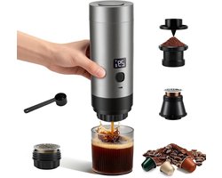 Accu Koffiezetapparaat - Mini Espresso Machine - Kamperen en Reizen - 3-in-1 Werking - 700g Gewicht - Grijs