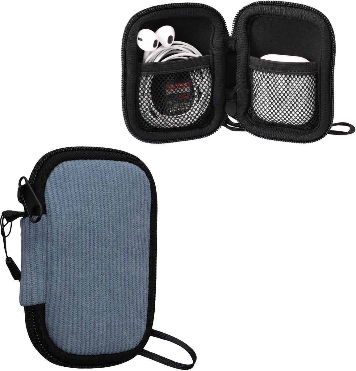 kwmobile In-Ear Oordopjes Etui compatibel met in-ear Headphones Hoes – Cord Cover Case – vintage blauw
