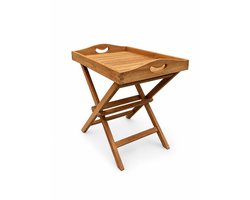 TeakOne - Dienblad op Poot - Teak - 54x38x50 - Afneembare tray - Inklapbare poot