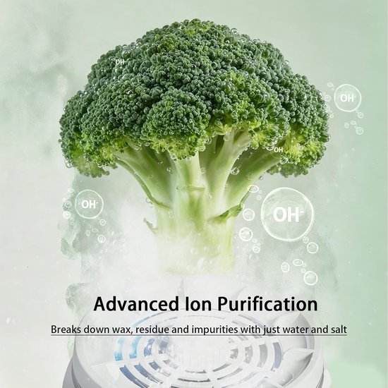 Pesticiden Reiniger - Fruit & Groente - 15W Krachtige Vortex - 3600mAh - 4 Instelbare Standen - IPX7 - Fruitwasser - Produce purifier - Draadloos - Groentewasser - Pesticiden Verwijderaar - Verwijder Moeiteloos Bacteriën & pesticiden - Groen — afbeelding 3