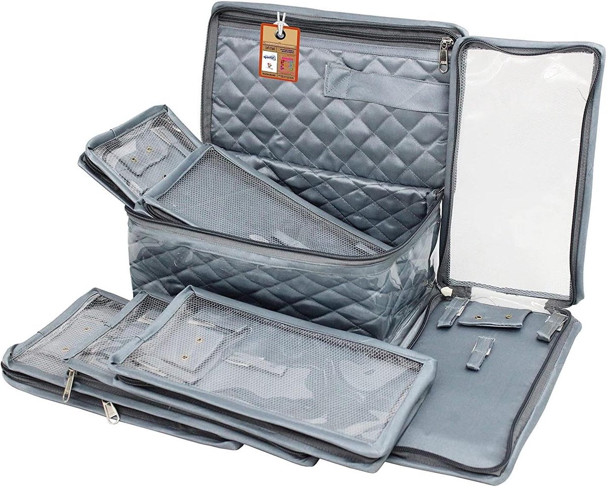 Reis Organizer - Sieraden Tas - Sieraden Opbergen - Set van 7 Pouches - 25 x 15 x 12cm - Grijs