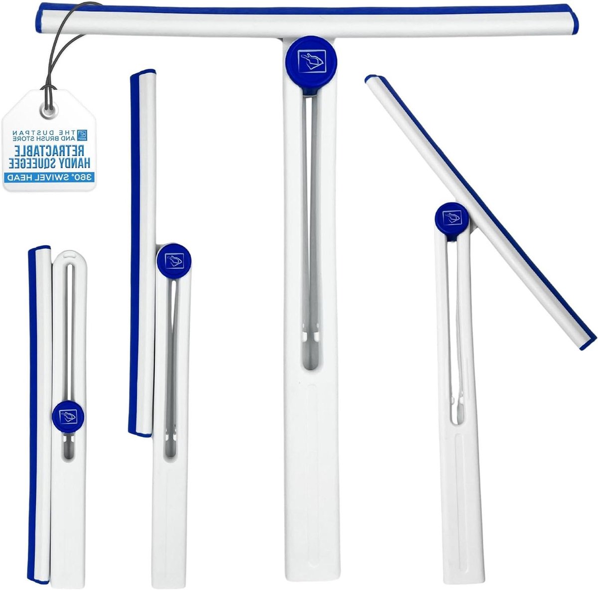 Opvouwbare Douchewisser - Raamreiniger - Glas Reinigen - 360 Graden Draaibaar - Compact Opvouwbaar - Wit
