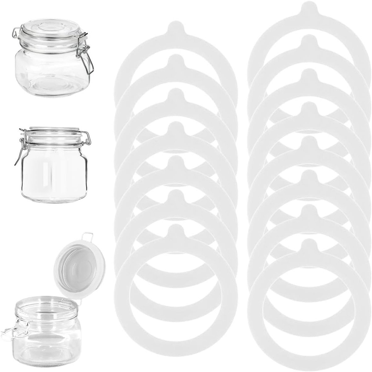 15 Stuks Silicone Afsluitringen voor Potten, Vervangende Rubber Ringen voor Luchtdichte Bewaring, Ideaal voor Inmaken en Conserveren