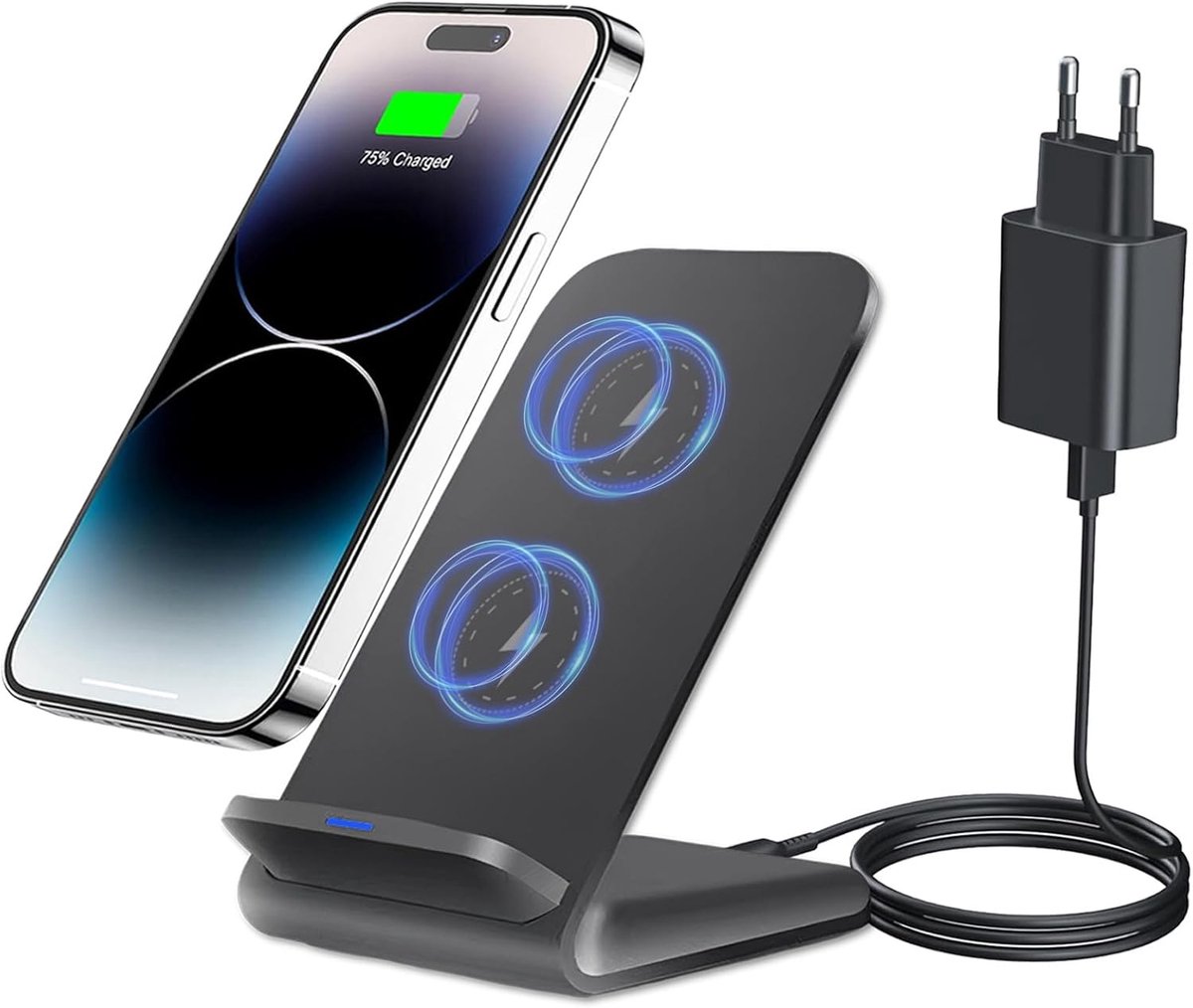 Draadloze Oplader - Inductieve Lader - Snel Telefoon Laden - Qi Technologie - 15 Watt - Zwart