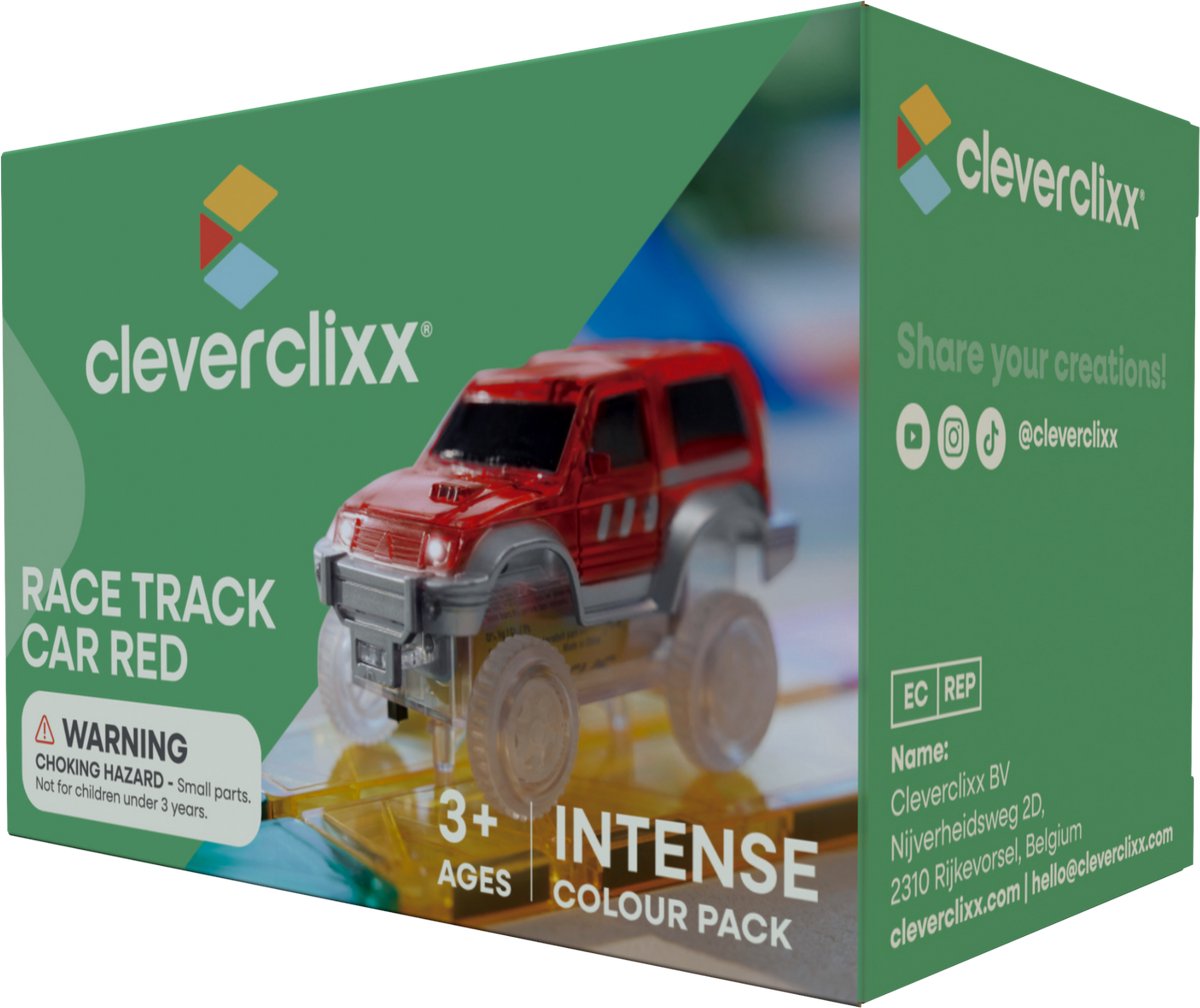Cleverclixx - Race Track Car Red - Race auto - Magnetisch speelgoed - Racebaan accessoires