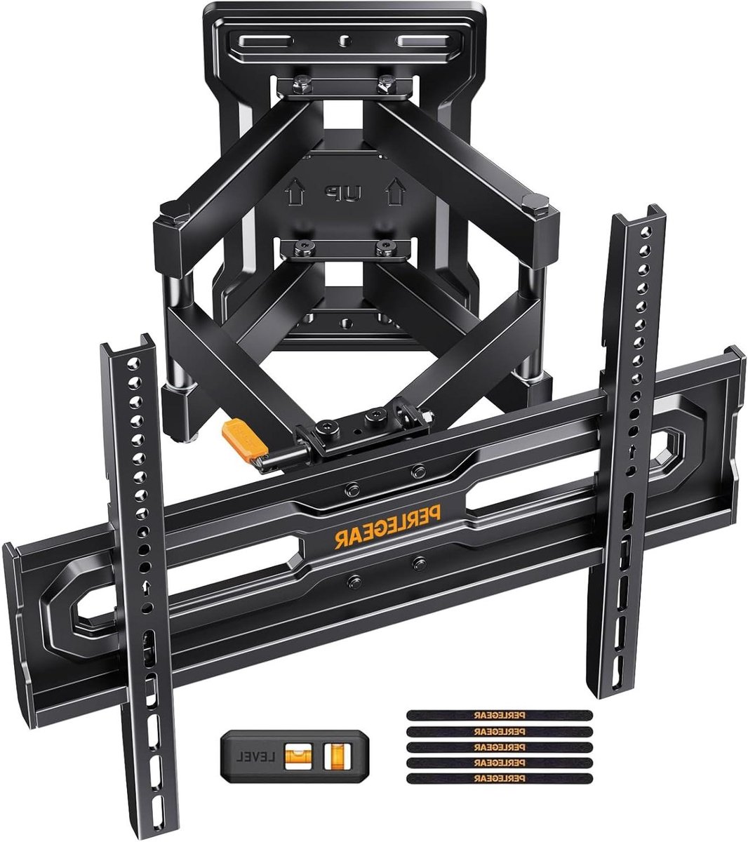 Perlegear TV wall mount for 23-70 inch TVs up to 50 kg, height-adjustable wall mount, television with quick tilt adjustment, TV mount 55 inch rotatable, max. VESA 400 x 400 mm