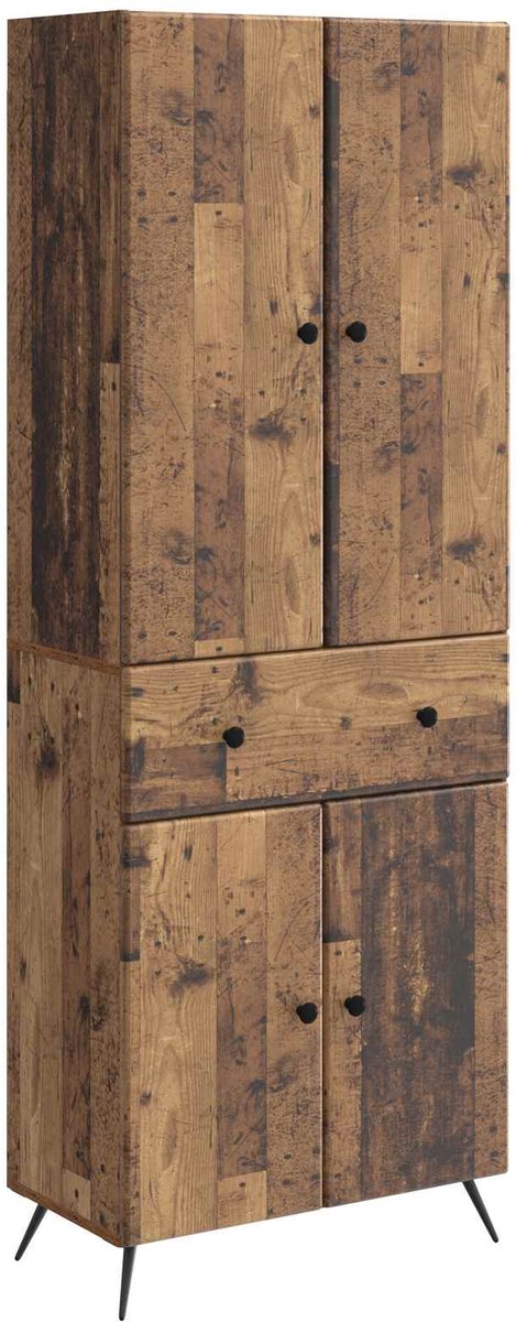 vidaXL Kast - Set - 2 - st - Oud - hout - 66 - x - 34.5 - x - 90 - cm - Bewerkt - hout Oud hout