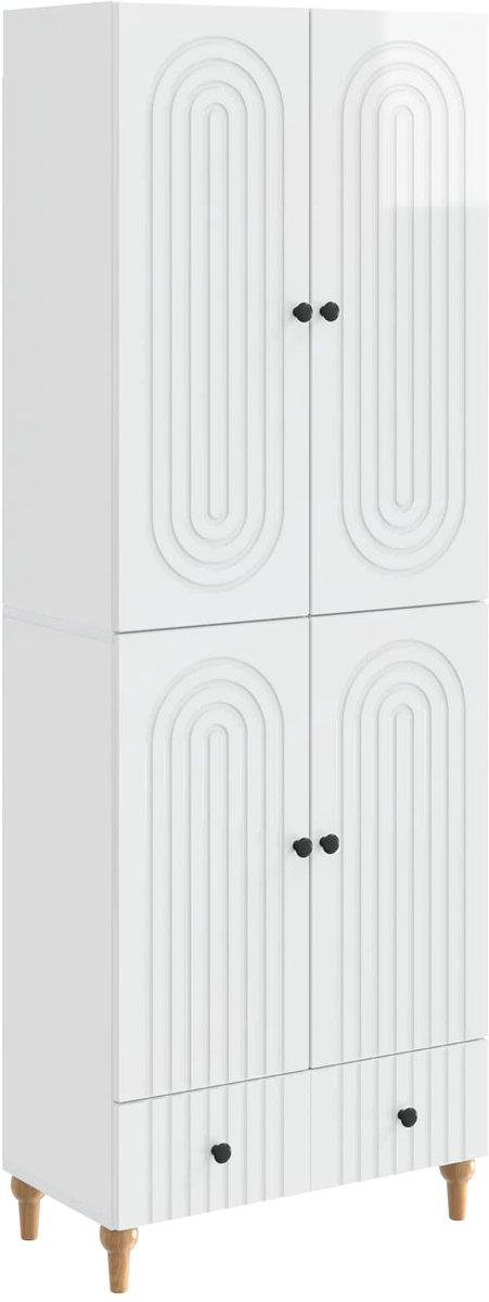 vidaXL Kast - Set - 2 - st - Bewerkt - hout Hoogglans wit