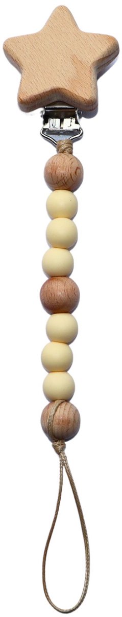Zibbi Little Star Speenkoord Soft Beige – Luxe Siliconen Speenclip – BPA Vrij
