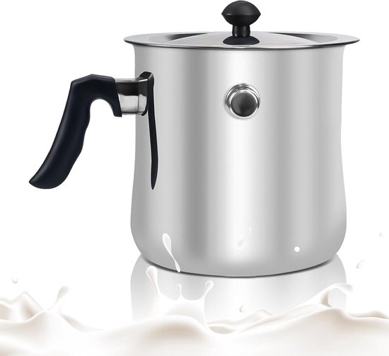 Roestvrijstalen melkpan met dubbele wand, 1,5 liter, voor au-bain-marie, koken van sauzen en inductiekookplaten