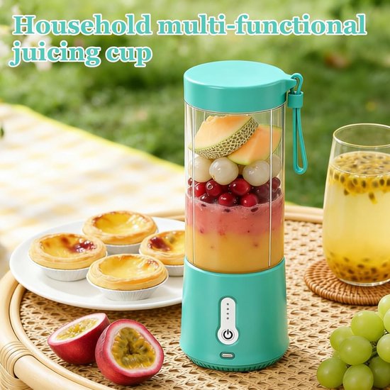 Draagbare mixer,draagbare blender,mini-mixer smoothiemaker,kleine sapcentrifuge,smoothiemaker, draadloos, USB-sapcentrifuge voor sportschool, kantoor, camping, 450 ml — afbeelding 3
