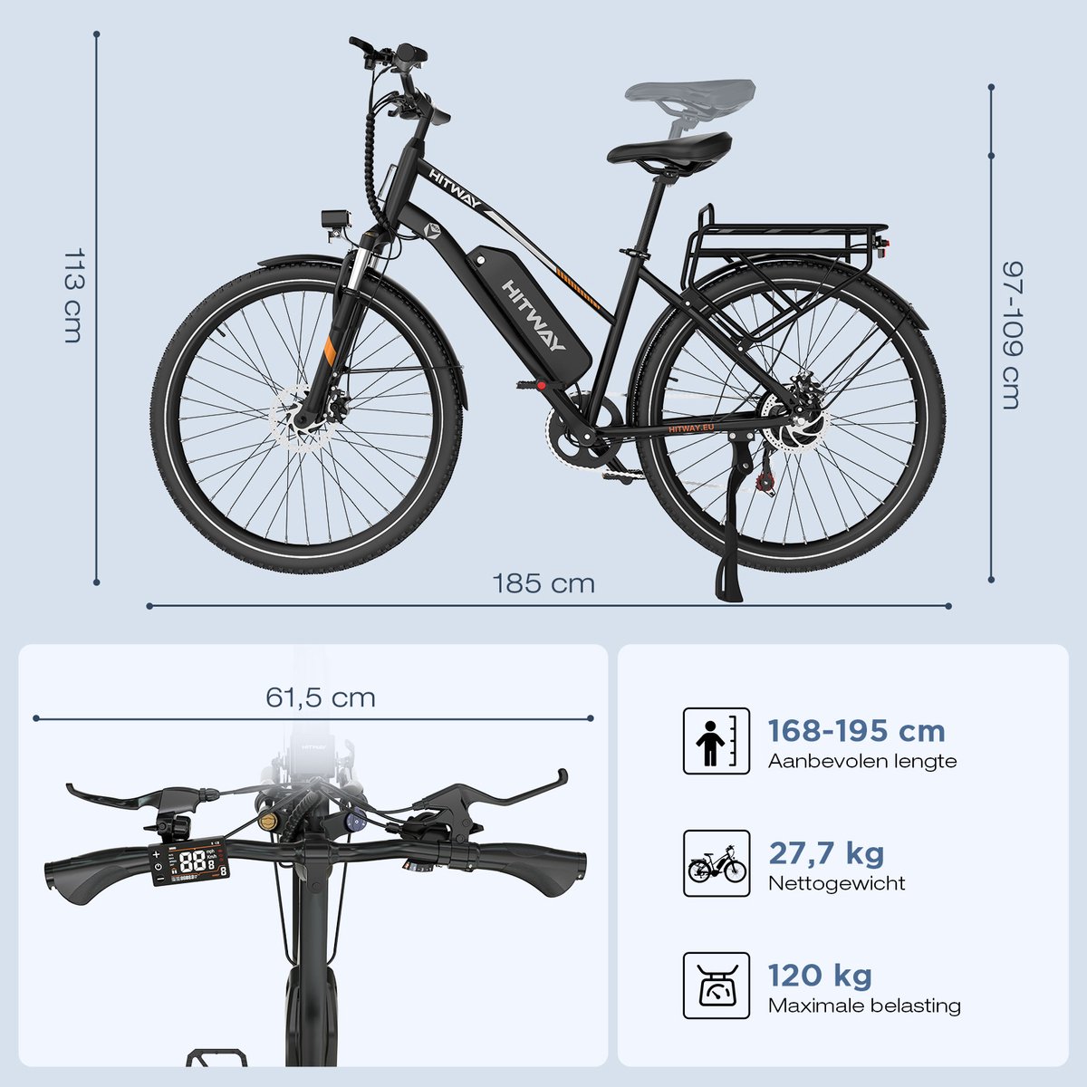 Hitway BK8SL - Elektrische Stadsfiets thumbnail 4