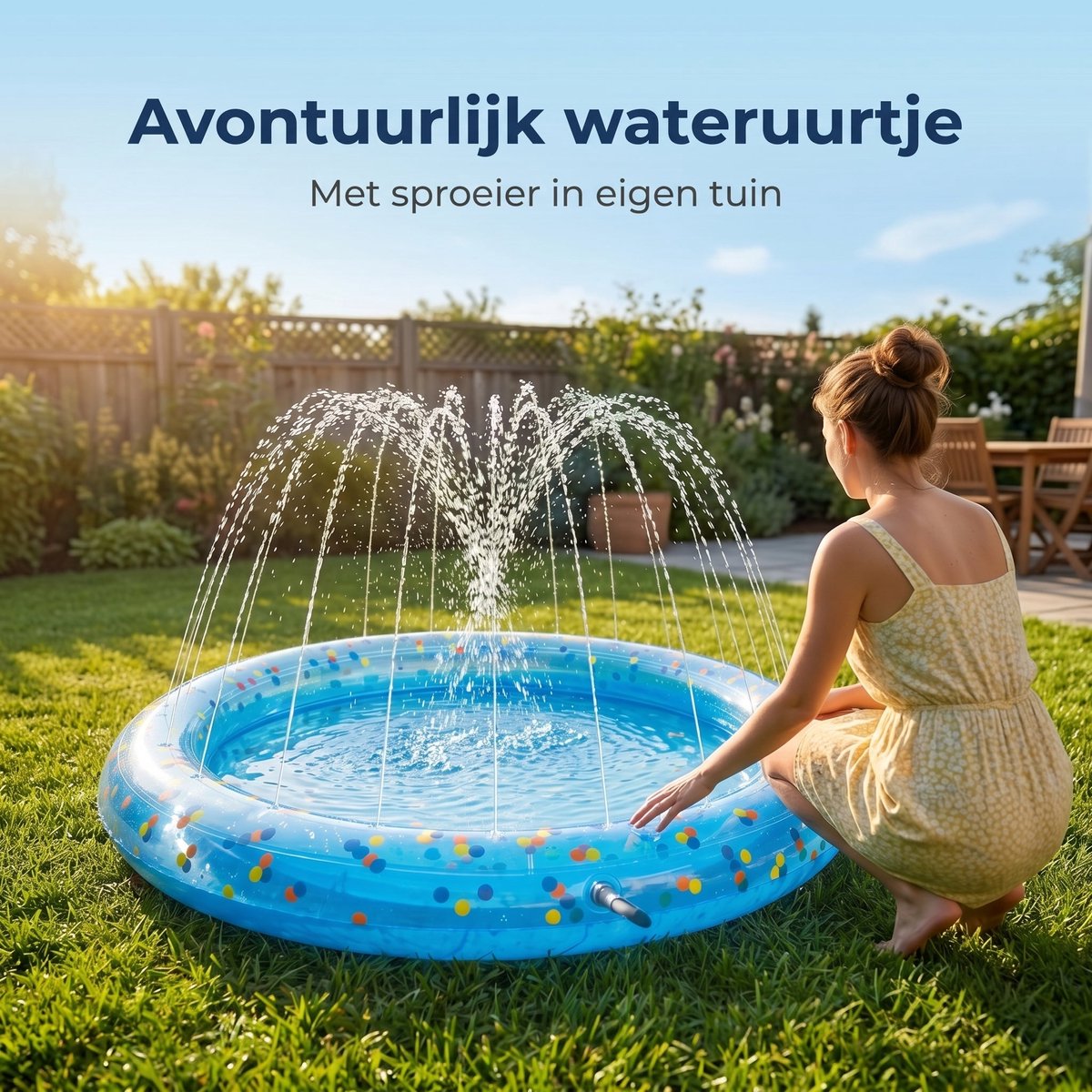 Cheqo® Babyzwembad - Kinderzwembad - Opblaasbaar Zwembad met Sproeifunctie en Sproeier voor Peuter - Buitenspeelgoed - Waterspeelgoed - Zwembadje - Peuterbad - Tuinbadje - Zomerspeelgoed - Kinderbadje - Waterpret - Speelzwembad - Opblaasbadje — afbeelding 3