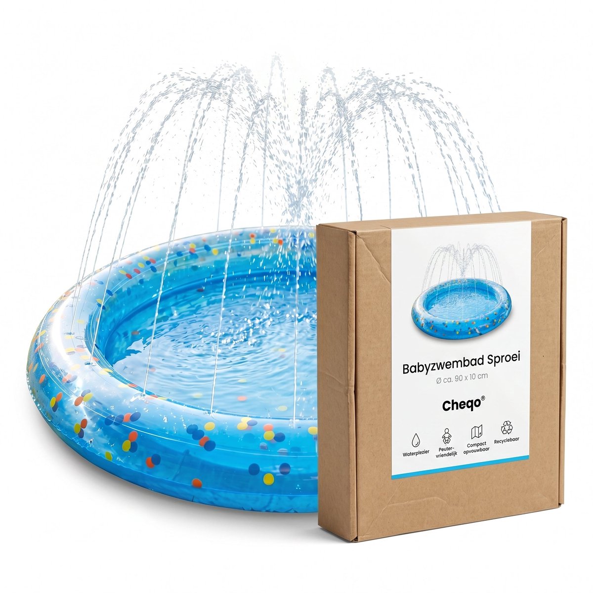 Cheqo® Babyzwembad - Kinderzwembad - Opblaasbaar Zwembad met Sproeifunctie en Sproeier voor Peuter - Buitenspeelgoed - Waterspeelgoed - Zwembadje - Peuterbad - Tuinbadje - Zomerspeelgoed - Kinderbadje - Waterpret - Speelzwembad - Opblaasbadje — afbeelding 5