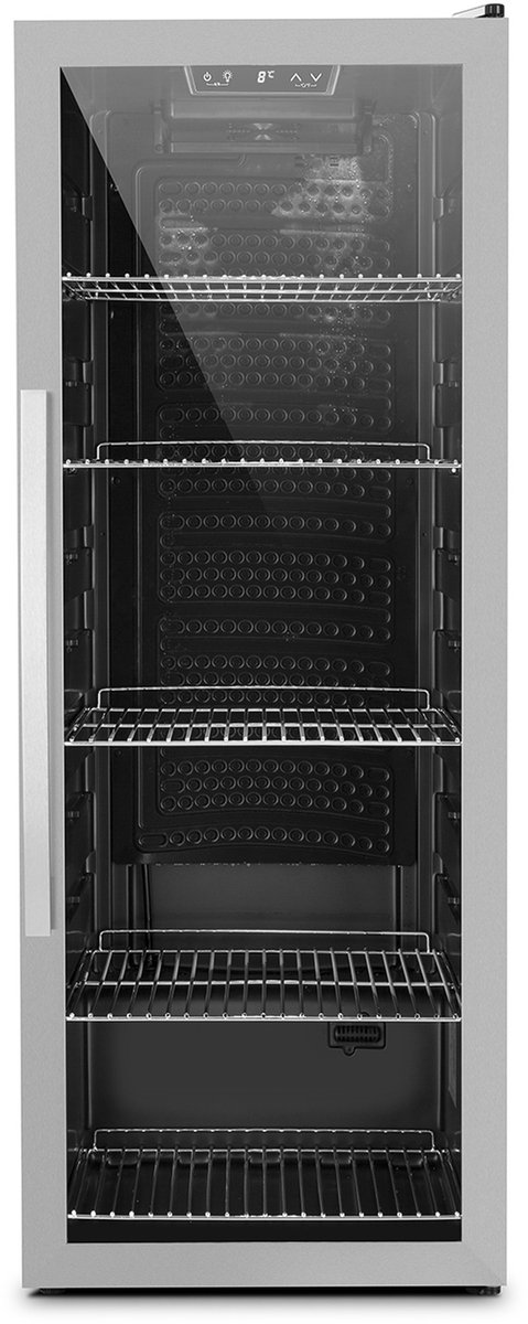 Beersafe 6XL koelkast 201 liter 5 plateaus glazen panoramadeur roestvrij staal