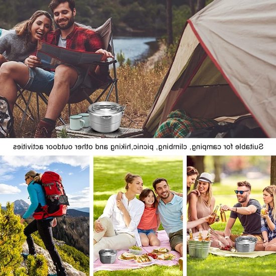 Camping Pan - Grote 1.5 L Camping Kookpan met Deksel en Opvouwbaar Handvat van Roestvrij Staal voor Kamperen en Wandelen in de Buitenlucht — afbeelding 3