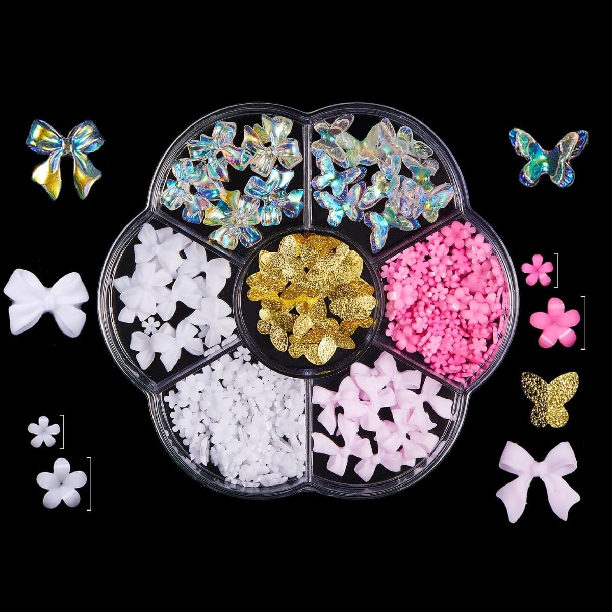 Set van 3D Nagelversieringen met Bloemen, Strik en Vlinders - Resin, Acryl en Halfparels voor Nagelkunst Accessoires