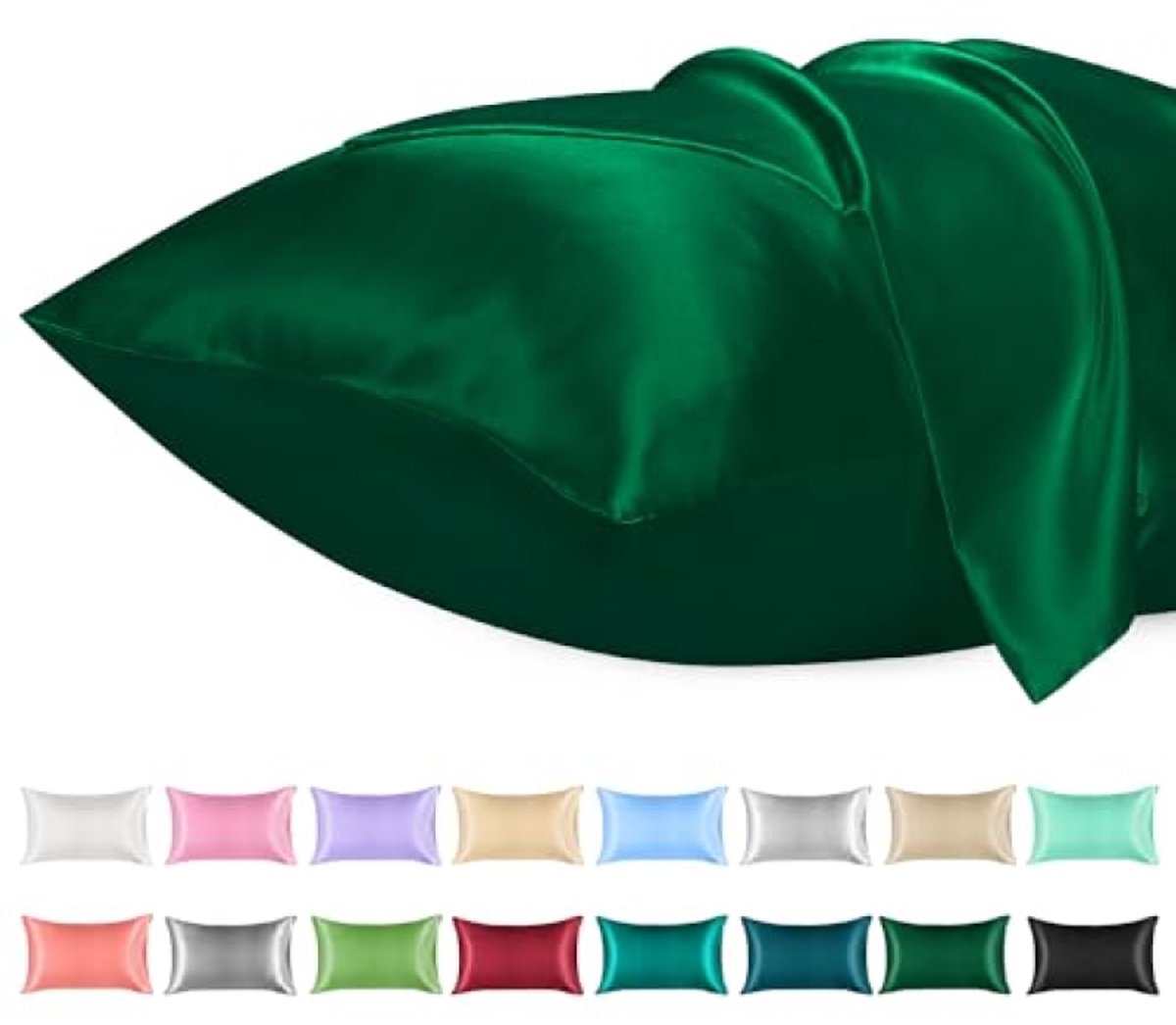 2x Satijnen Kussenslopen - PromoHome - Standaard Formaat 40x60 cm - Zacht Microfiber - Envelop Sluiting - Kreukvrij - Ademend - Groen