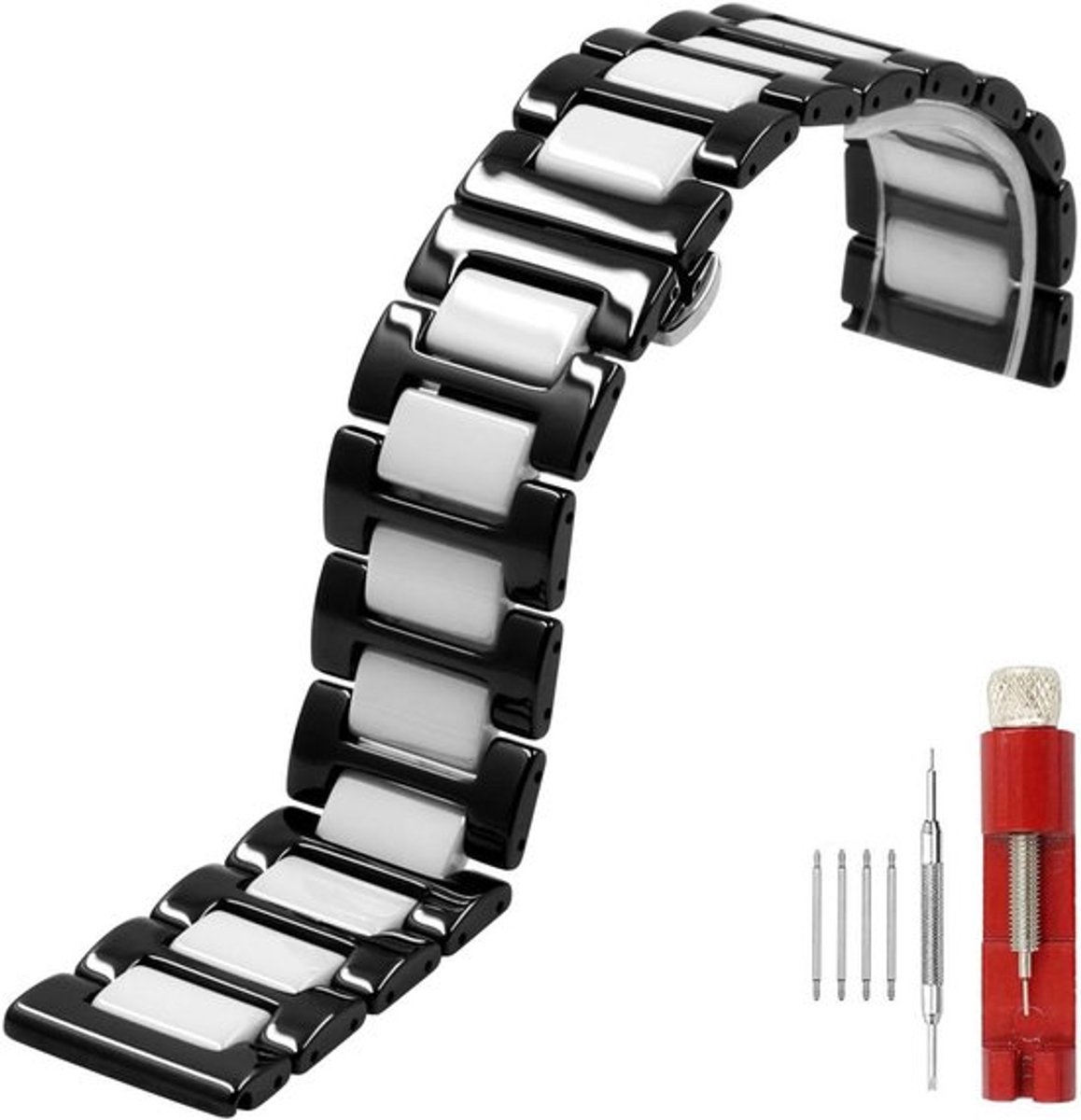 Keramische Horlogeband 20 mm 22 mm Snelspanner Reserveband RVS Vlindersluiting Armband Heren Dames Geen Edelsteen