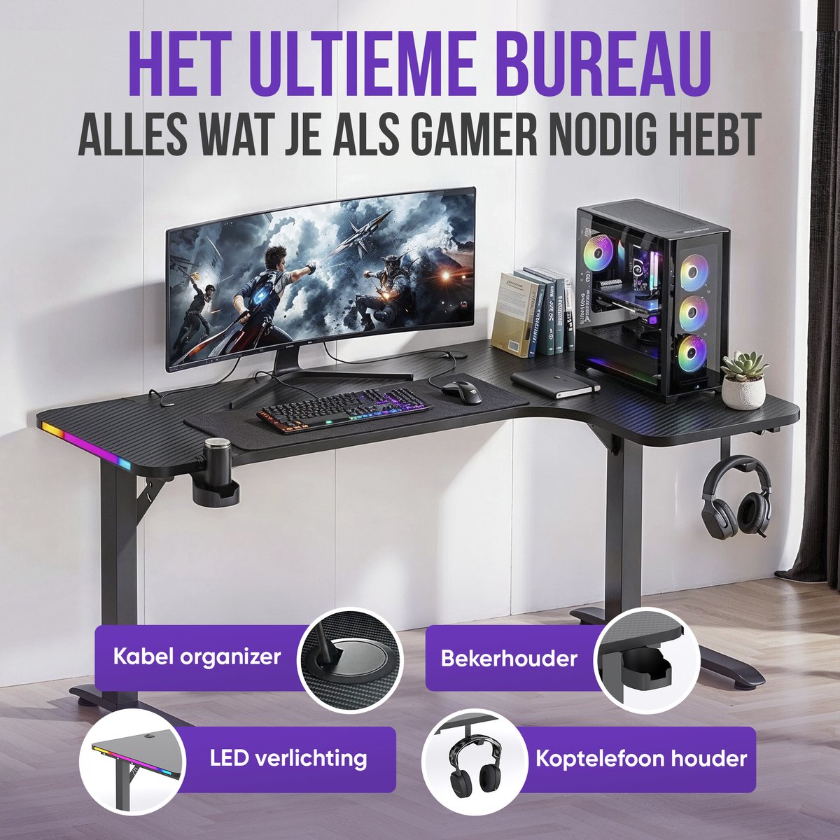 Avalo Gaming Bureau - L Vormig Hoekbureau - Hoek Rechts thumbnail 3
