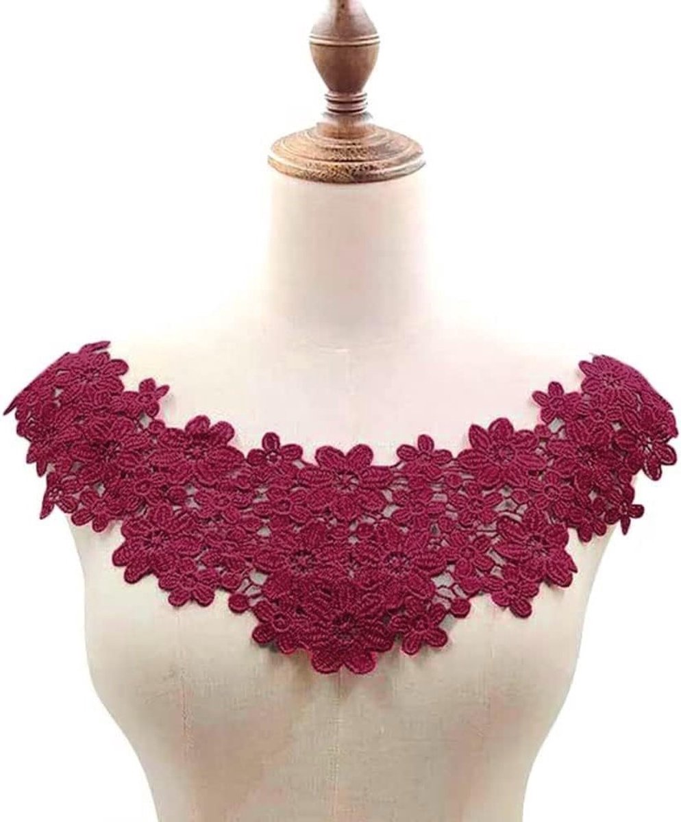Uitgehold valse kraag voor vrouwen met driedimensionale bloemenapplicatie, geborduurd voor kostuumkleding, bruiloften en DIY-projecten, perfect voor decoratie bij de hals