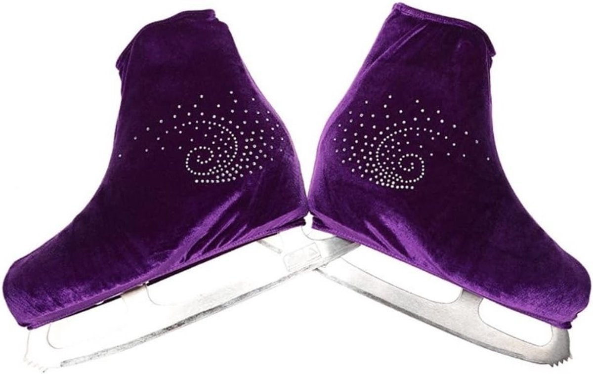 Schaats Covers - Schoenhoezen Skates - Schaatsen Beschermen - Met Strass - Maat M (33-36) - Paars