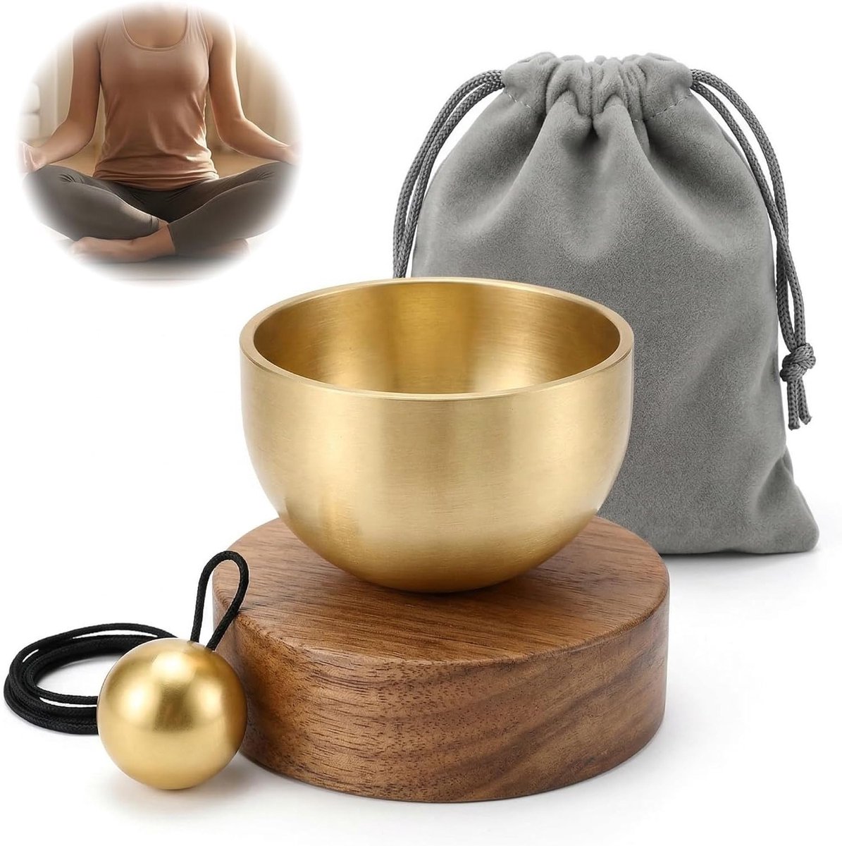 Onmiddellijke ontspanning en stressvermindering: handgemaakte Tibetaanse klankschaalset voor meditatie, yoga en mindfulness met bel, lepel en zakje voor helder geluid