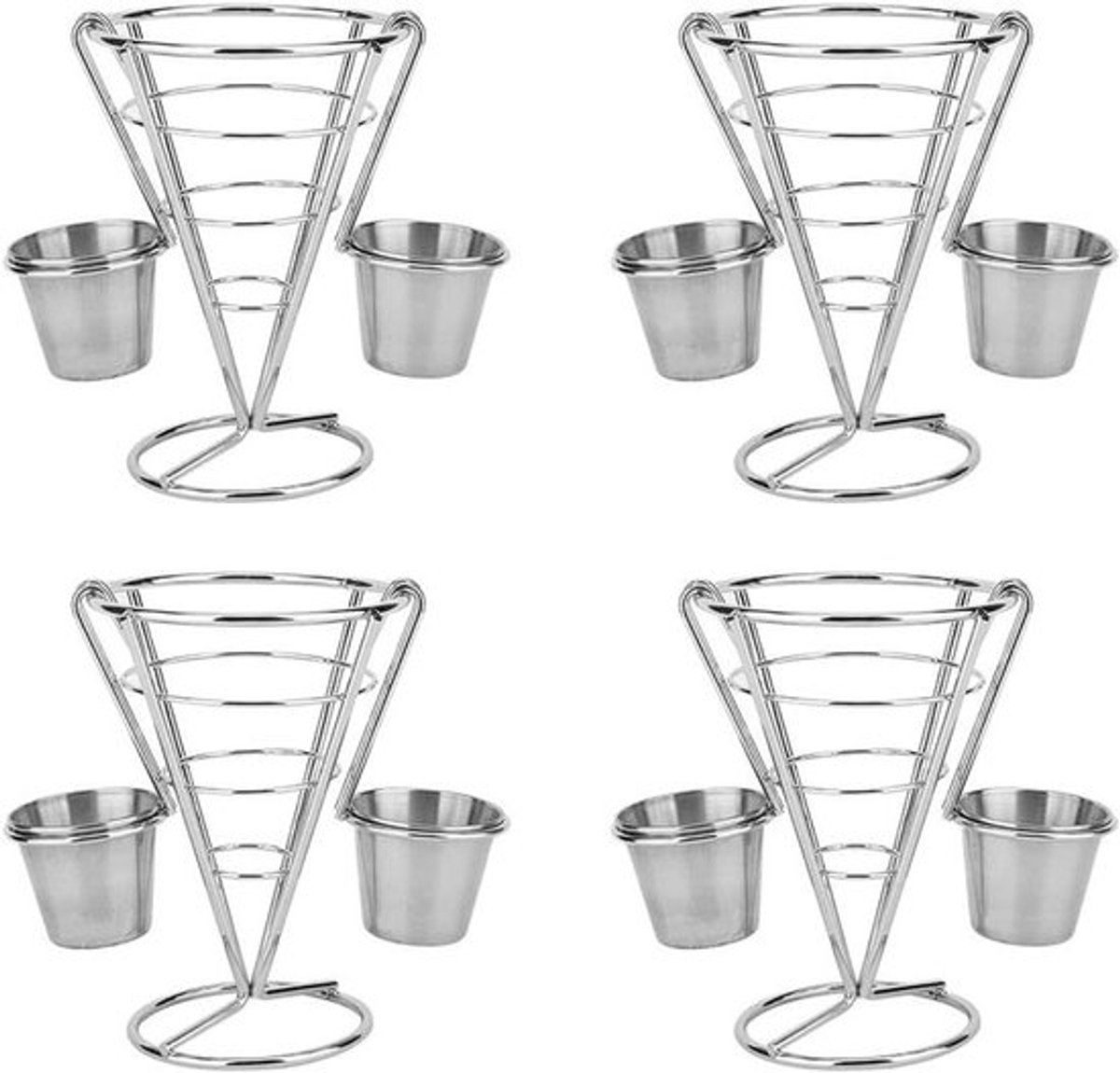Frietmand Kegel Snack Tentoonstellingsstandaard Serveren Snacks Dips Friet (Dubbel x 4)
