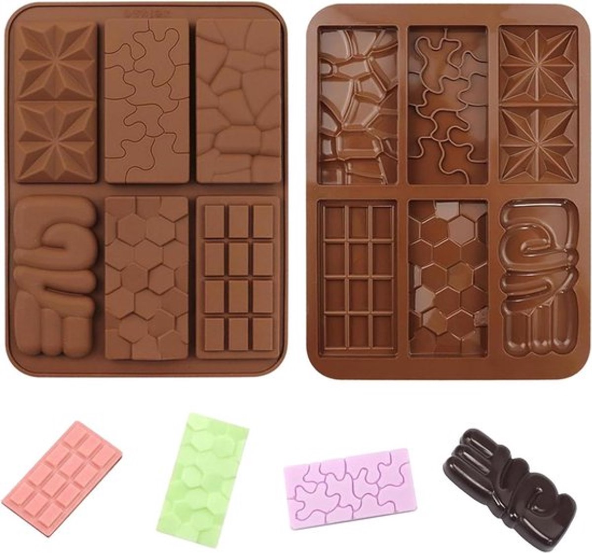 Siliconen Chocoladevormen - Set van 2 - Diepe Vorm - Voor Chocolade, Snoep, Gelei