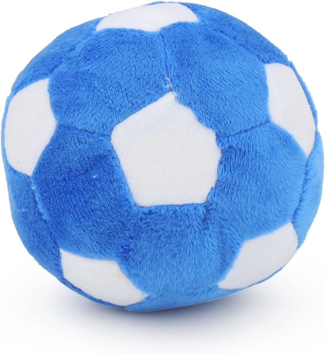JeiibrZui HondenSpeelgoed Ballen - 17,8 Cm - 1 Stuk Pluche Voetbal - Blauw Wit - Interactief Piepend Kauwspeelgoed Voor Middelgrote En Grote Hondenrassen