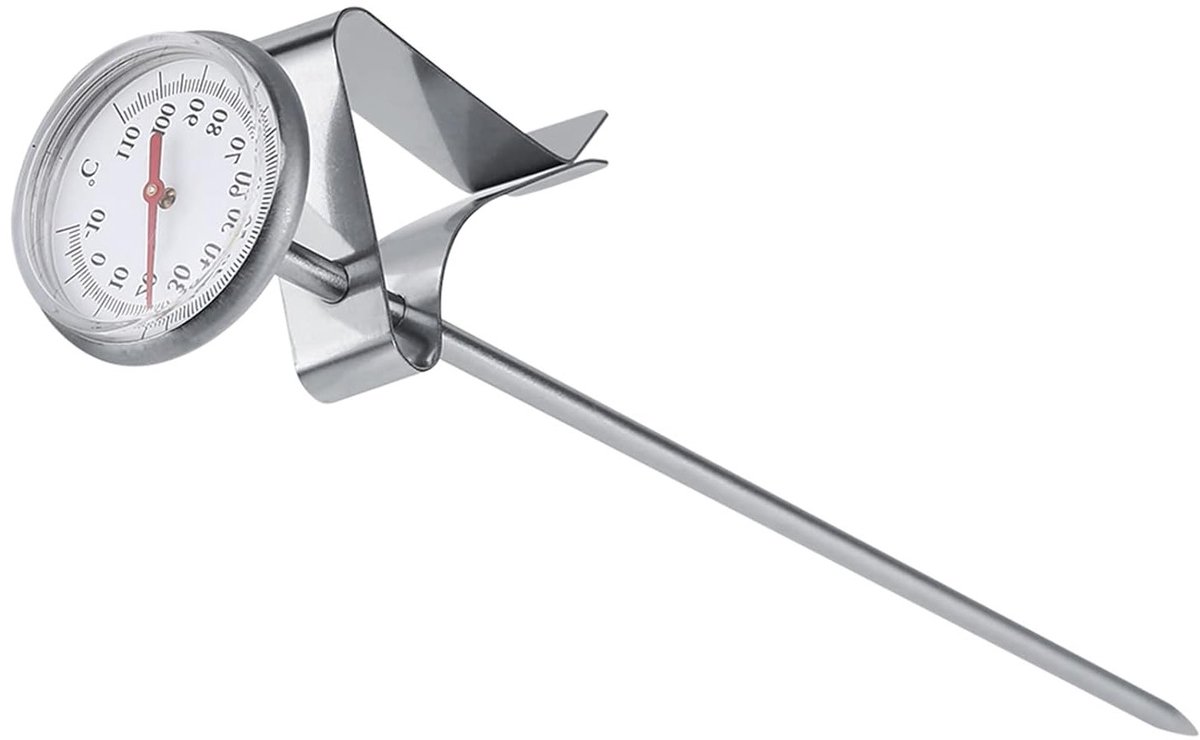 Thermometer voor Melk en Koffie, RVS, -10 tot 110°C, Makkelijk Schoon te Maken, Perfect voor Schuimen en Koken