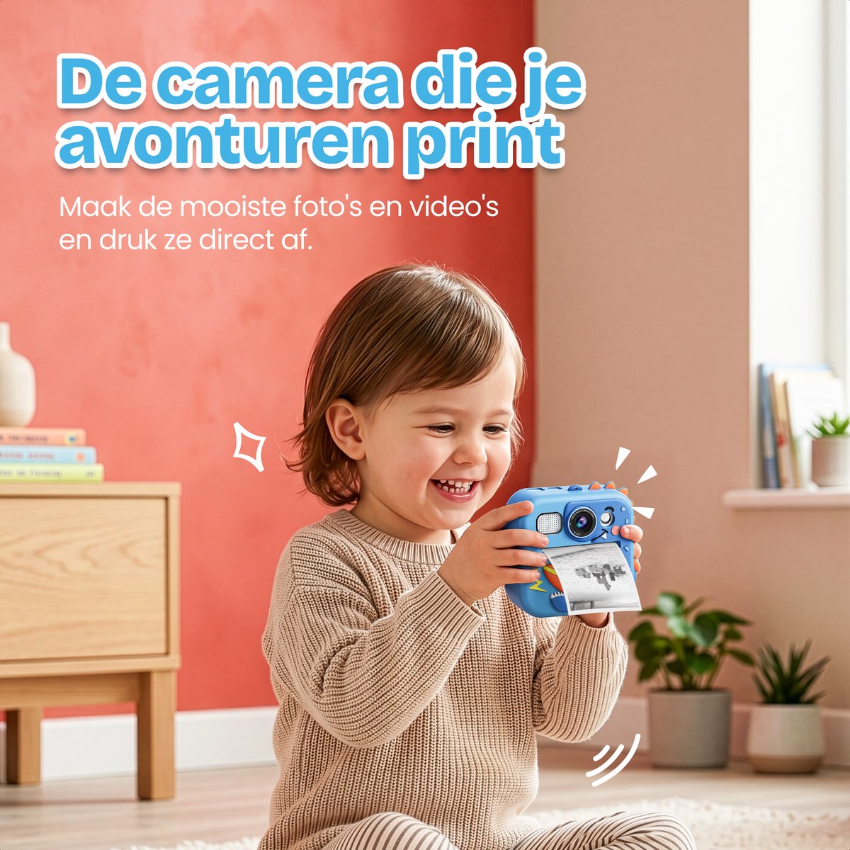 TinyPlay Kindercamera met foto printer - Siliconen Hoes - 48MP - Digitale Camera Kinderen - 32GB SD kaart - Full HD Foto en Video - Spelletjes - Fotoprinter - Kinder camera - Digitale kindercamera - Blauw — afbeelding 4