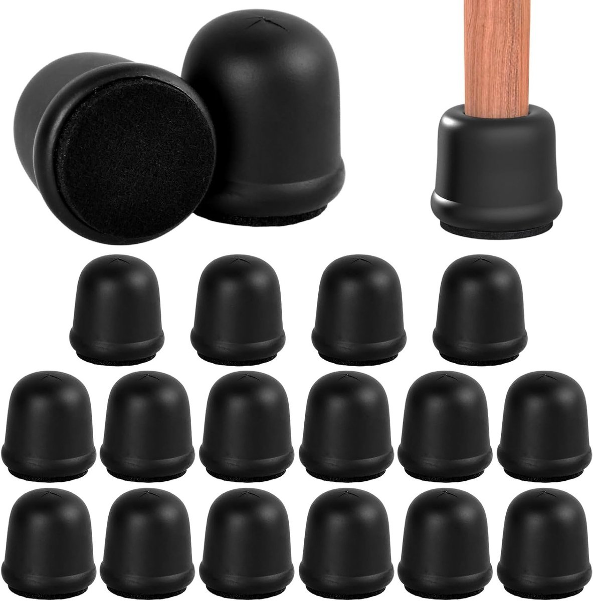 16 Stuks Siliconen Stoelglijders Ø 14-20 mm voor Ronde Stoelen met Vilten Kussens, Krasbestendig en Antikras Bescherming