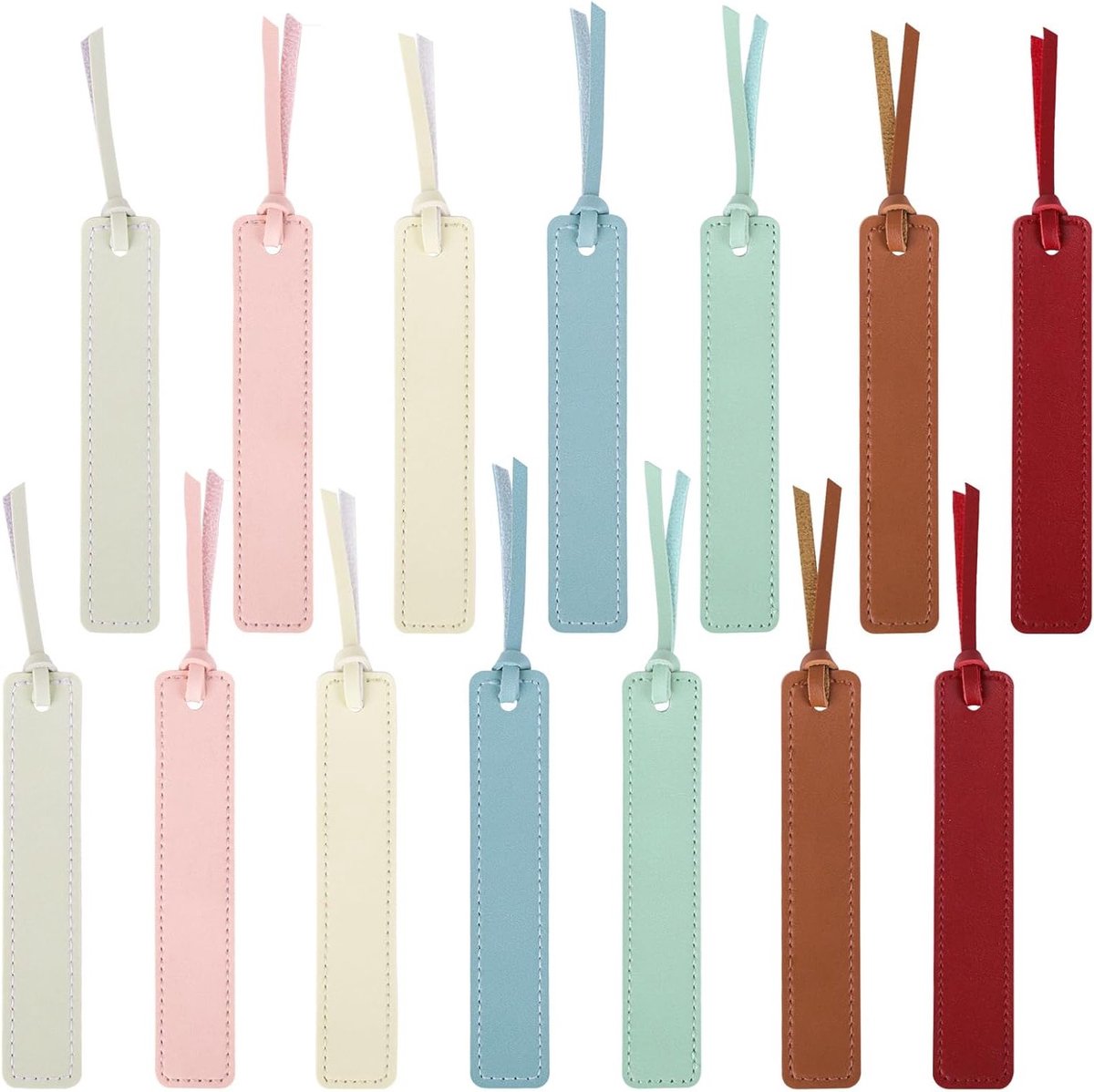Set van 14 Lederen Bladwijzers, Boekenleggers voor Lezers, Perfecte Geschenken voor Boekenliefhebbers in 7 Kleuren