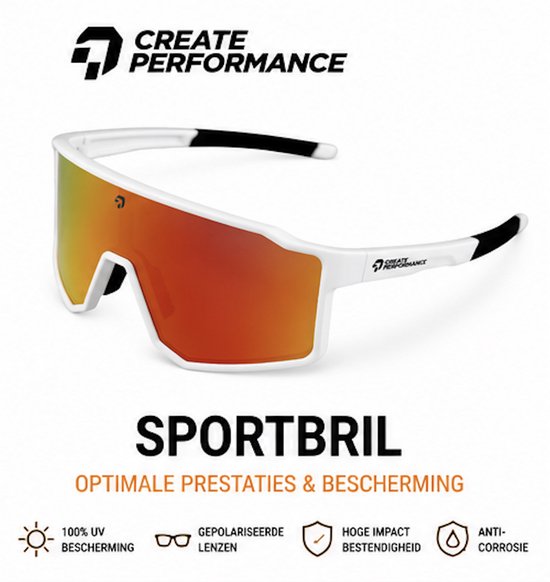CREATE PERFORMANCE Sportbril - Gepolariseerde Sport Zonnebril UV400 - Fietsbril voor Wielrennen - Hardlopen - Outdoor - TR90 Lichtgewicht - Oranje Lens van create — afbeelding 3