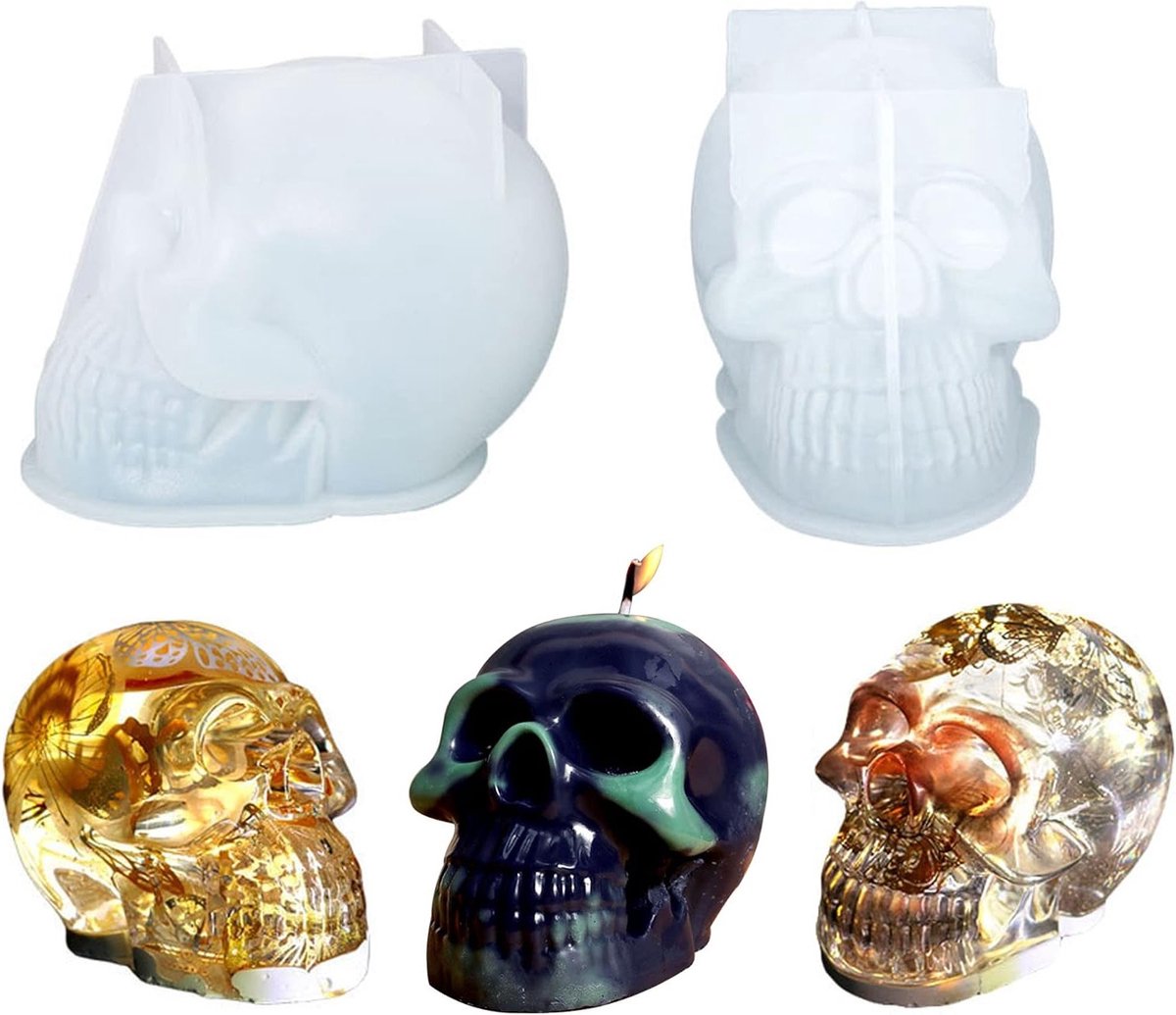 2 Stuks Siliconen Gietmal voor Schedel Box, Opslag voor Brillen en Sieraden, Creatieve DIY Mallen voor Thuisdecoratie en Organisatie