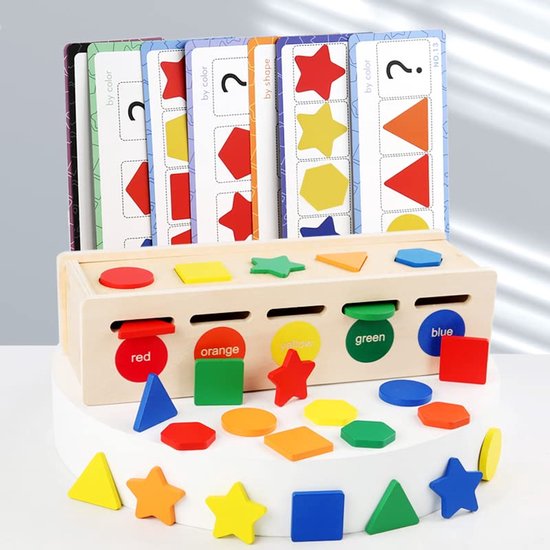 Houten Sorteerdoos Voor Kinderen Met Kleuren En Vormen - Een Speeltje Voor De Ontwikkeling Van Fijne Motoriek, Handvaardigheid En Cognitieve Vaardigheden. van Houten — afbeelding 4