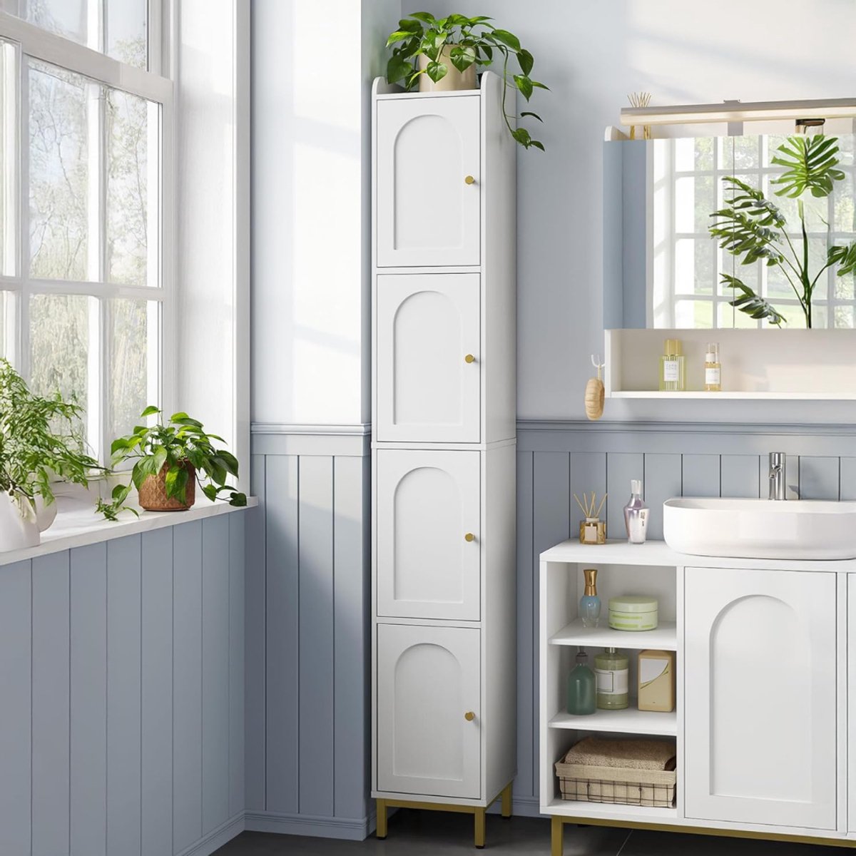 TIM® Kolomkast Staand - Opbergkast - Kast - Wit - ?26cm x 28cm x 180cm; 18 kg