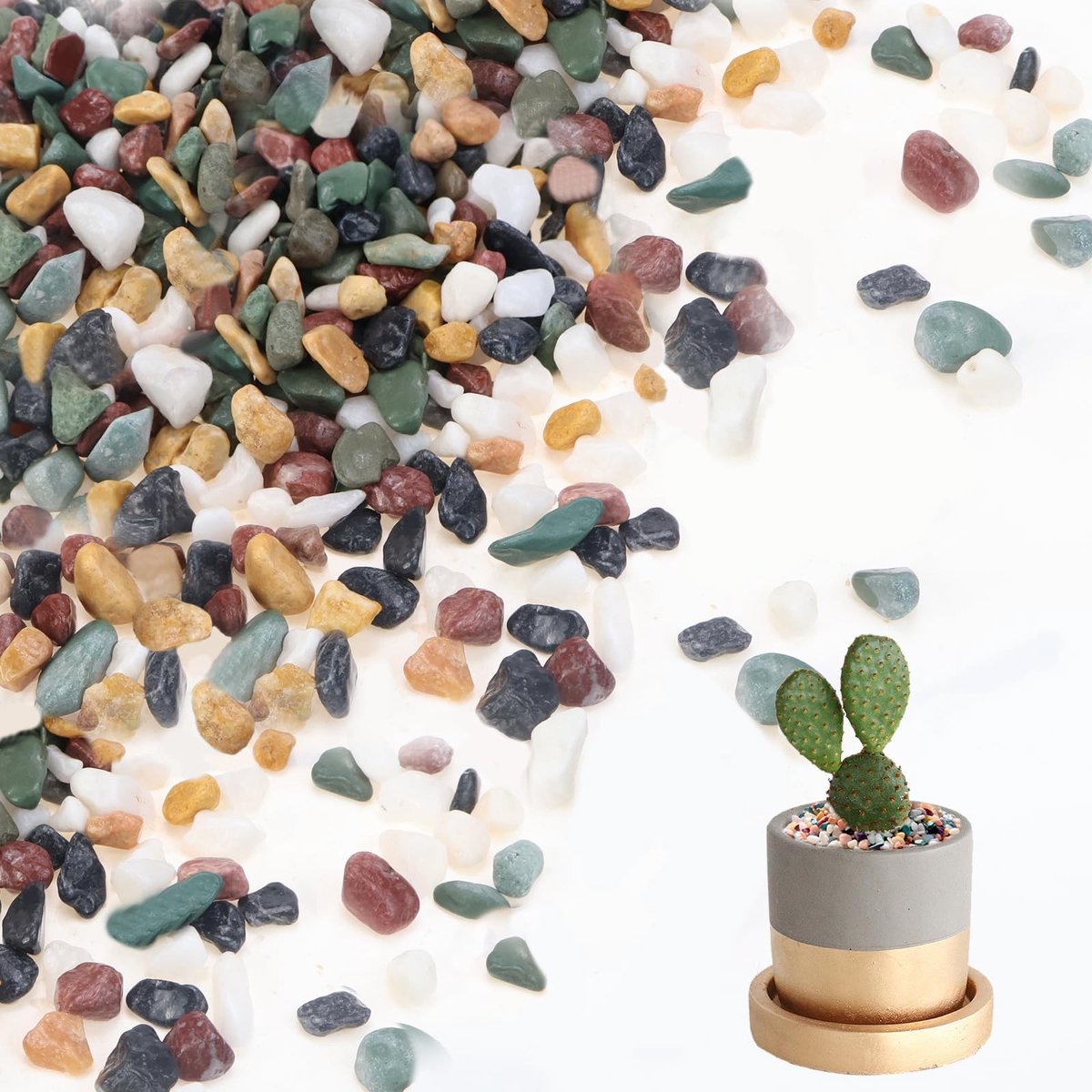 Dailygoods - Dailygoody - Kleine kleurrijke decoratieve stenen - Decoratieve kiezelstenen - Natuurlijke uitstraling - 900 g - Geschikt voor aquarium en bloempot - ..