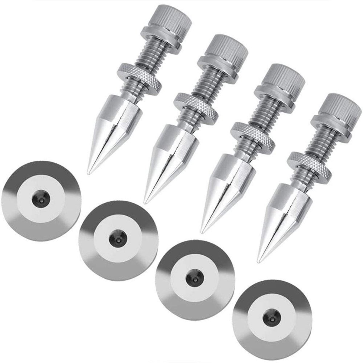 Dailygoods - Luidsprekerspikes - Isolatievoetpads - Krasbestendig en Schokbestendig - Zilver - Hoogglans Koper - Geschikt voor Hifi-luidsprekers - 4 S