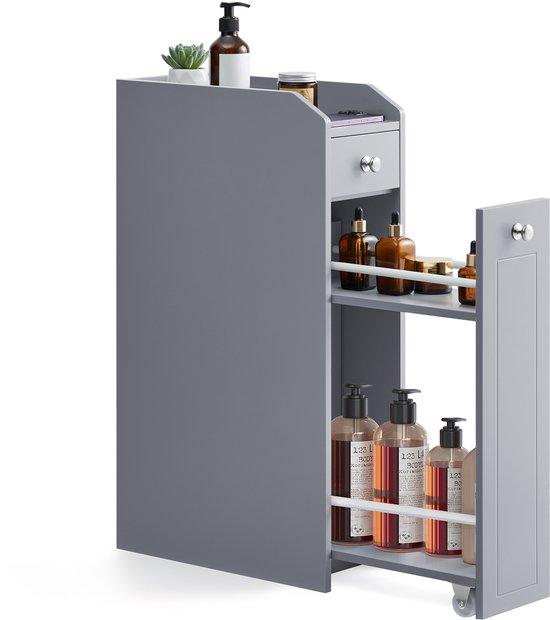 VASAGLE - Badkamermeubel - Badkamerkast - Smalle Kast - Lade - Extra Opbergruimte voor Toiletpapier